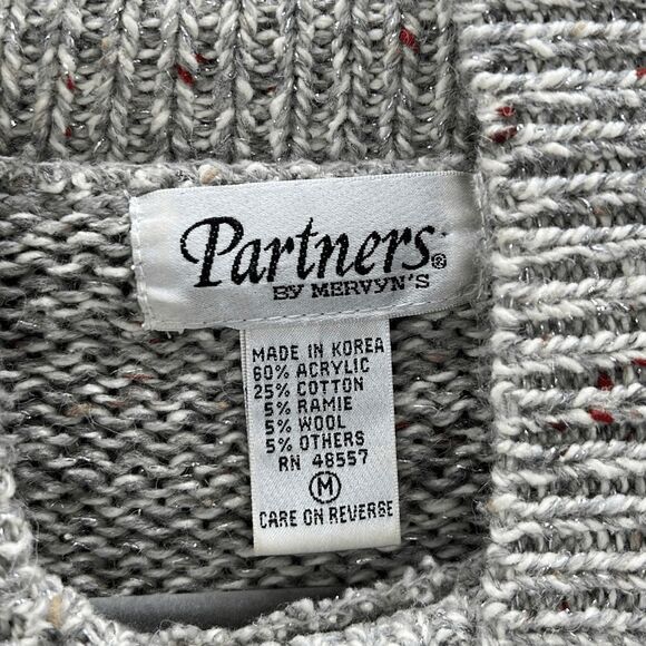 Vintage 80s Turtleneck‎ Boho Metallic Sweater M Mod Chunky Knit Retro 90s - Picture 8 of 13